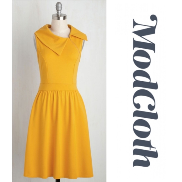 Modcloth Dresses & Skirts - Modcloth Golden Yellow Trolley Tour Dress